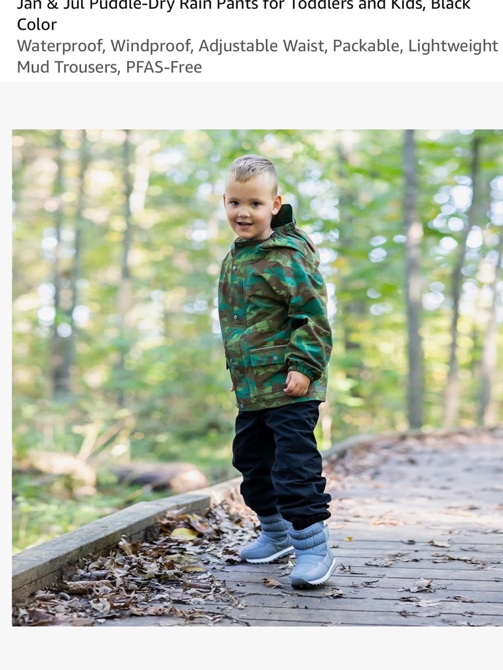 Kids Black Elastic-Waist waterproof Jogger Pants